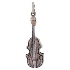 Silver Vintage Violin Charm - 800 Musical Instrument Musician's Gift