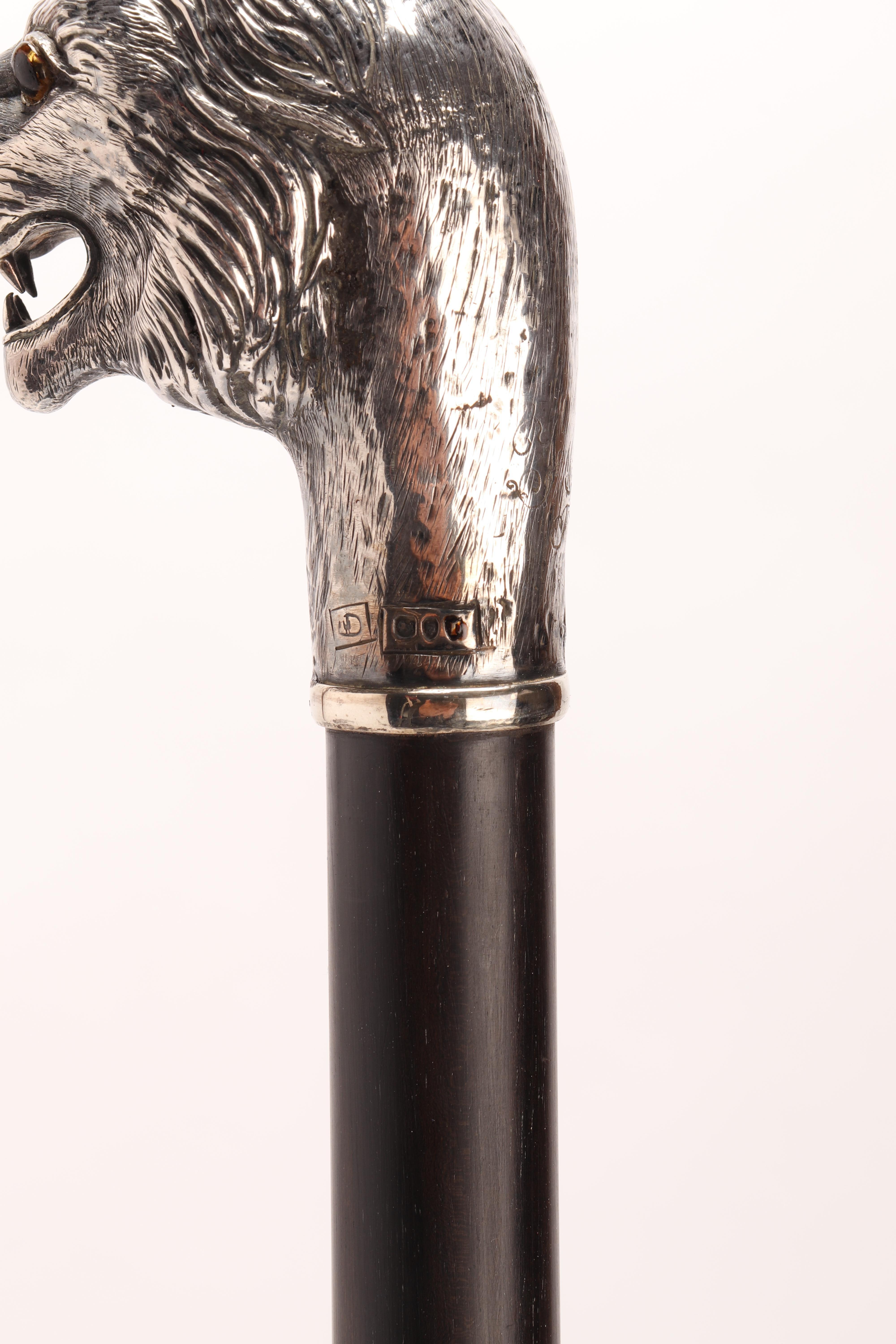 Silver Walking Stick with a Lion, London, 1900 2