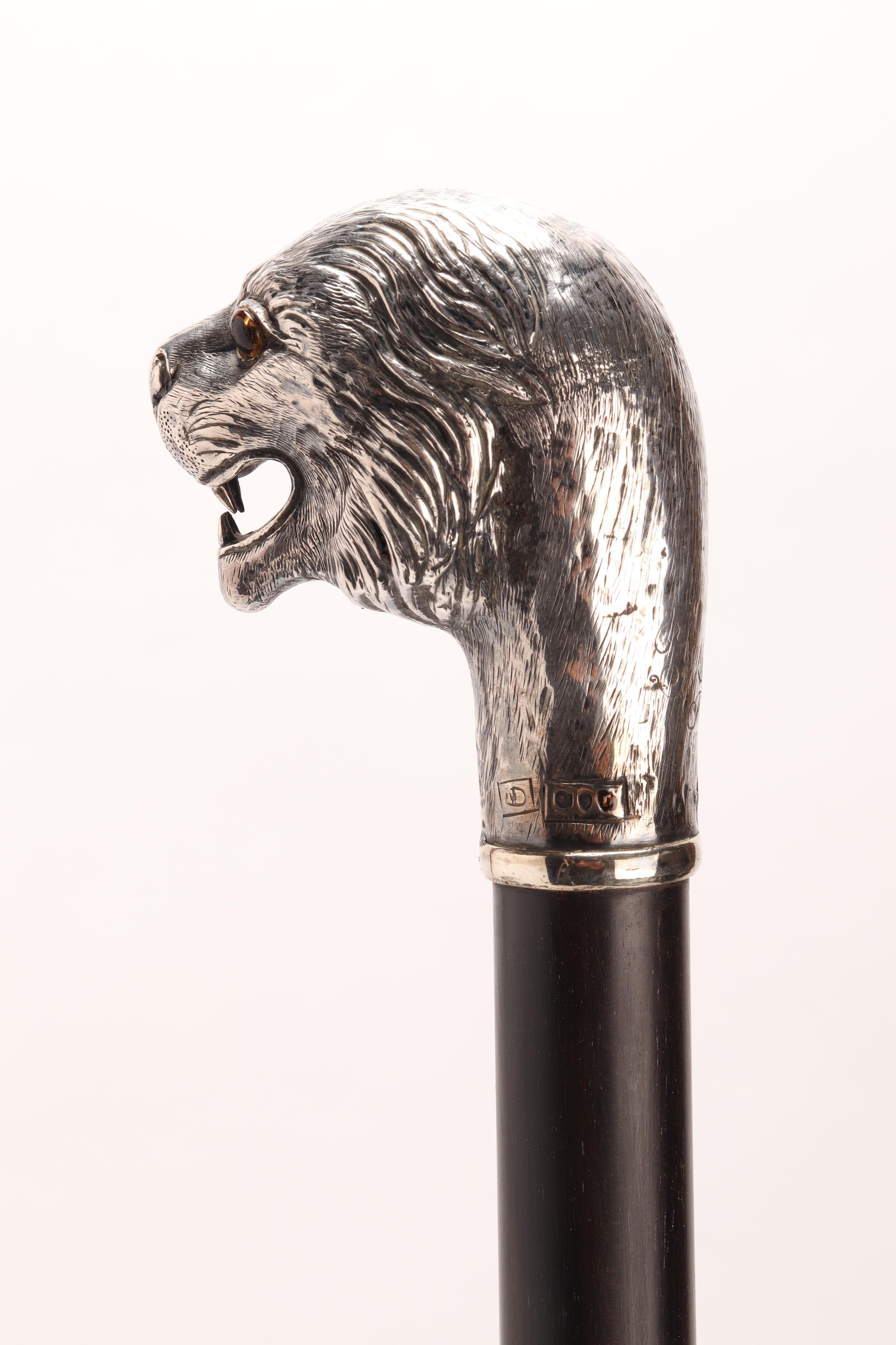 Silver Walking Stick with a Lion, London, 1900 1