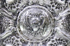 Silver wall salver with Portuguese coat of arms, shell & floral motifs