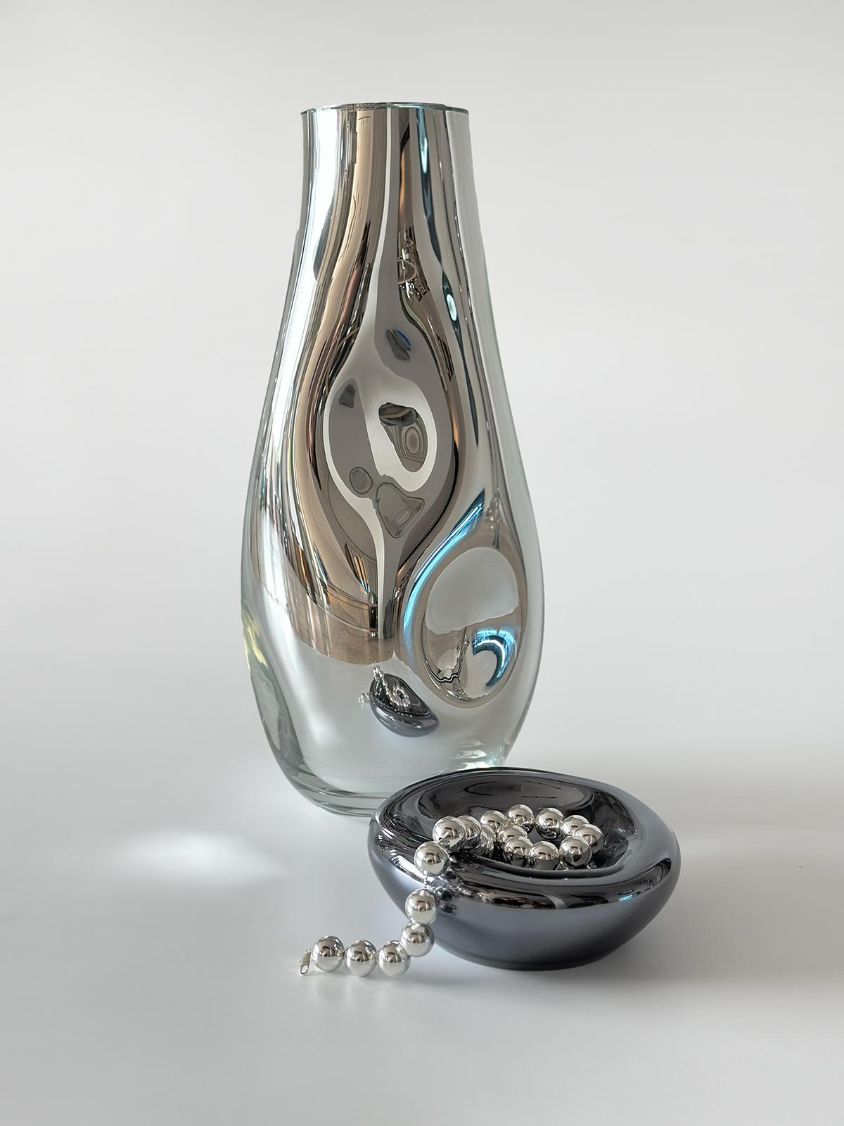 Postmoderno Vaso Silver Wave I di Homa in vendita