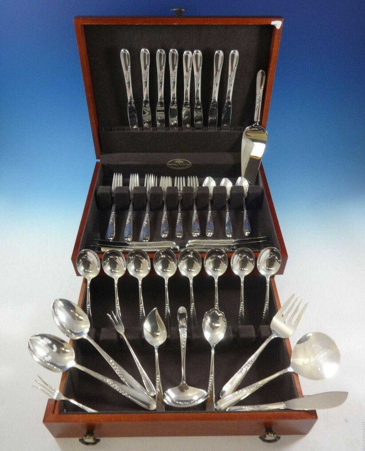 Silver wheat by Reed & Barton sterling silver flatware set, 59 pieces. This set includes:

8 knives, 8 3/4