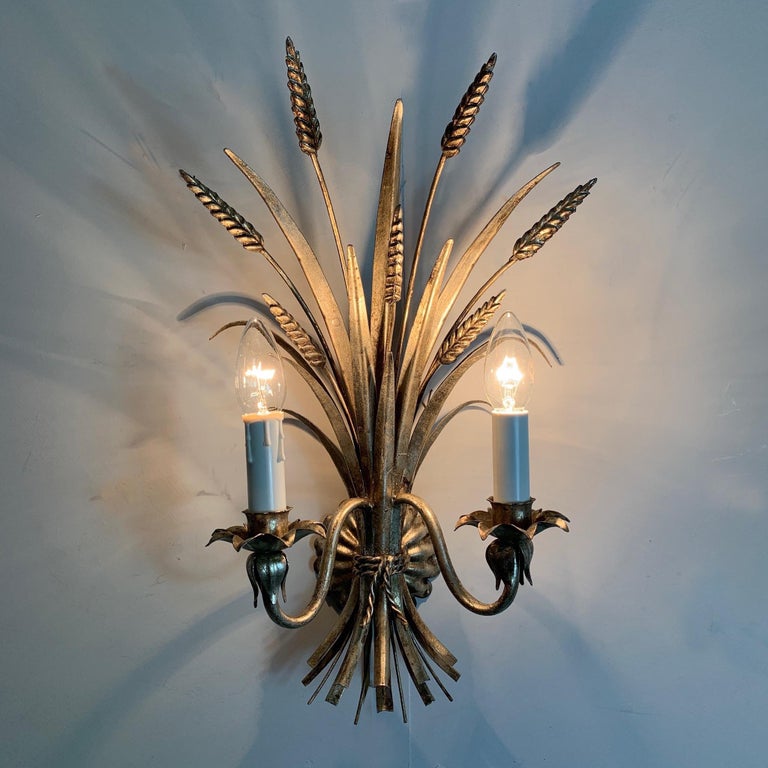 Silver Wheat Sheaf Wall Sconce's, circa 1970s at 1stDibs