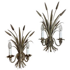 Silver Wheat Sheaf Wall Sconce's, circa 1970s