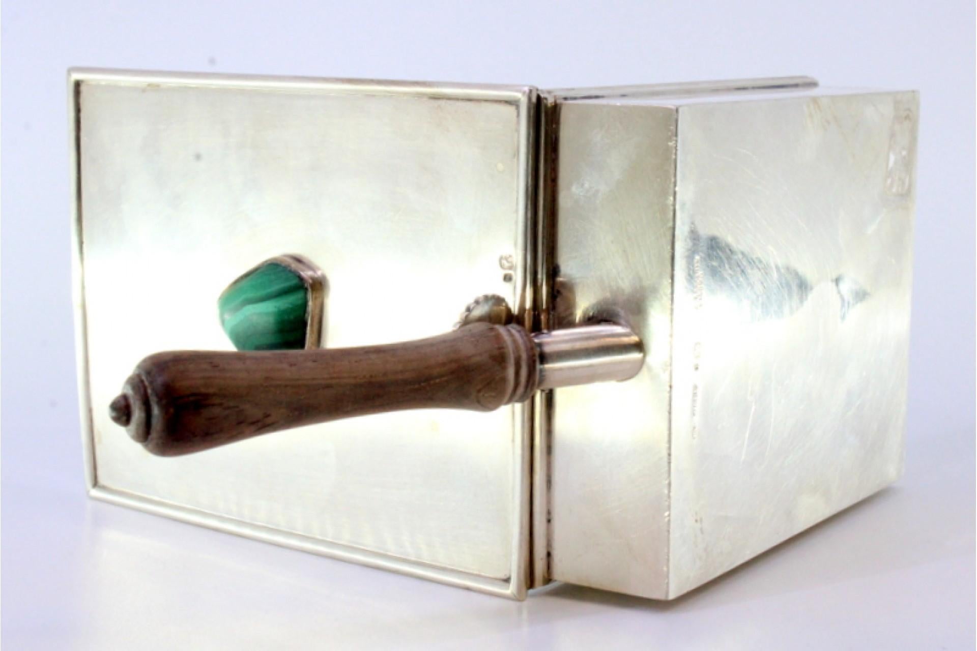 Silver whisk w/ wooden interior, shell lid & faux stone For Sale 1