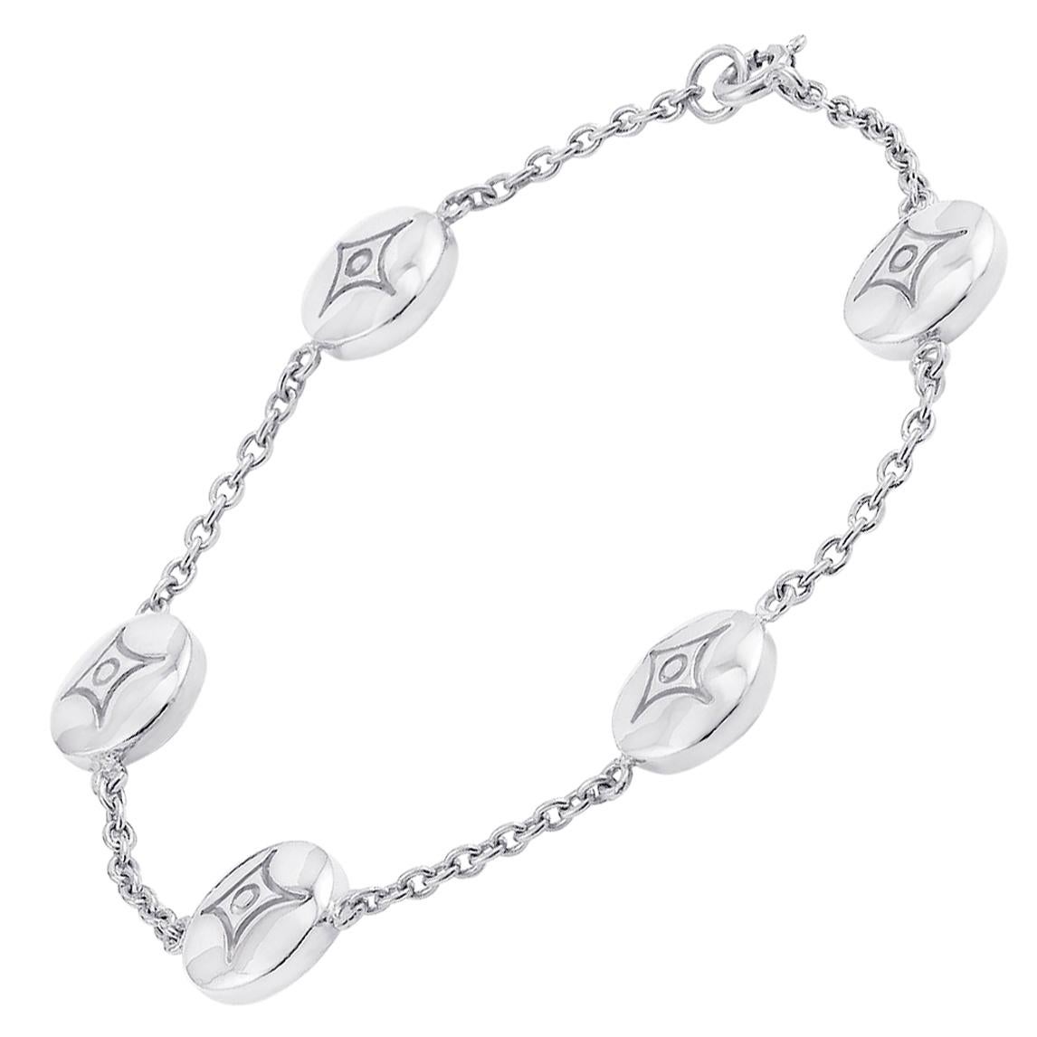 White Gold Plate Charm Chain Bracelet  5 DIAMONDS in the SKY For Sale