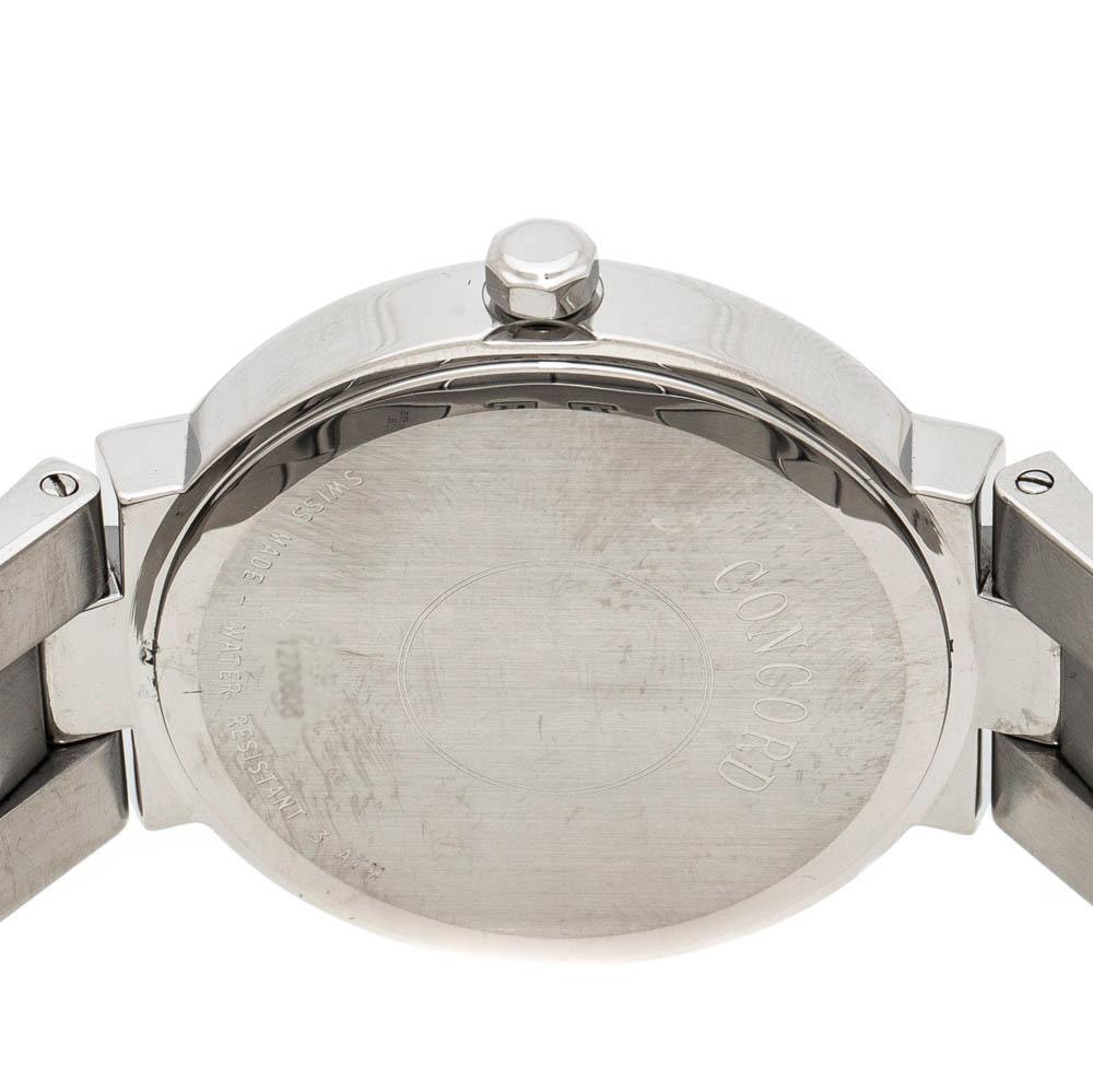 Silver White Stainless Steel Diamonds La Scala 14.CZ.1891 Men's Wristwatch 38 mm In Good Condition In Dubai, Al Qouz 2