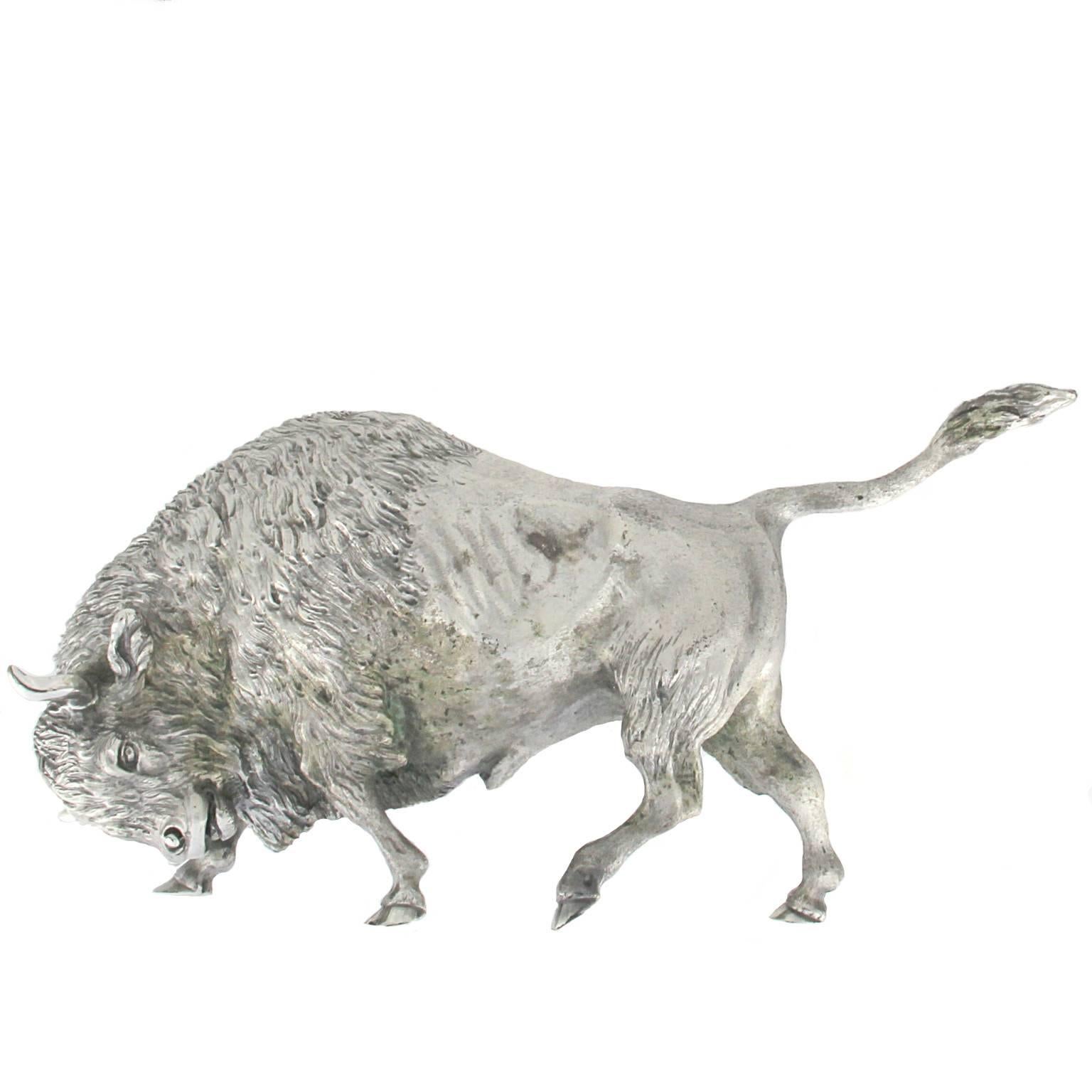 Early Victorian Silver Wild Bison Sculpture For Sale