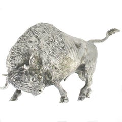 Vintage Silver Wild Bison Sculpture