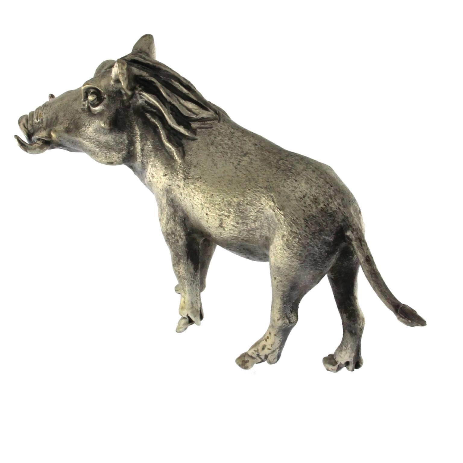 Silver Wild Boar handicraft In New Condition In Milano, Lombardia