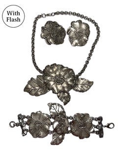 3teiliges Set Wildrosen-Set aus Silber von Leonard