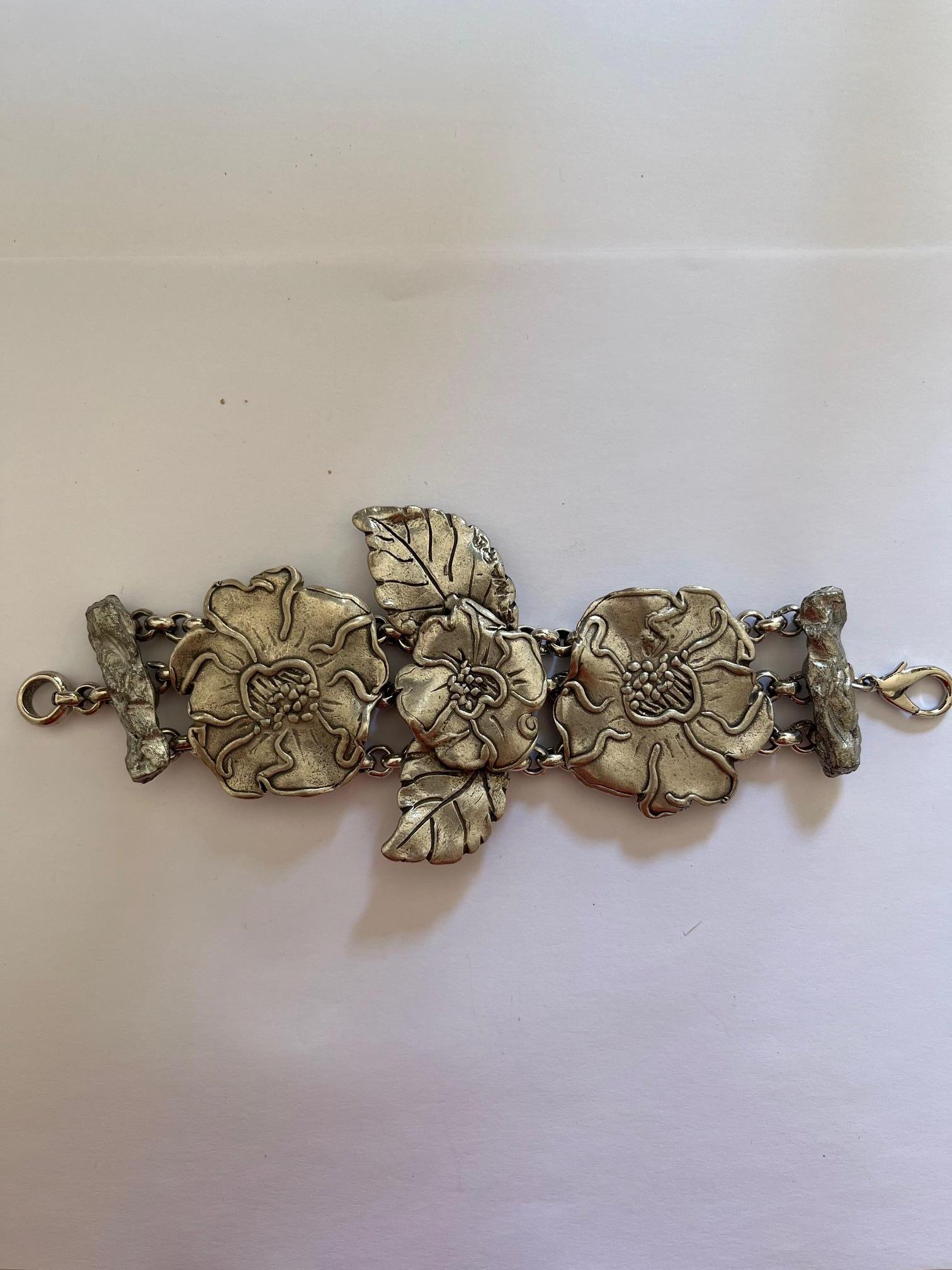 Silver Wild Roses 3 Piece Set by Leonard For Sale 1