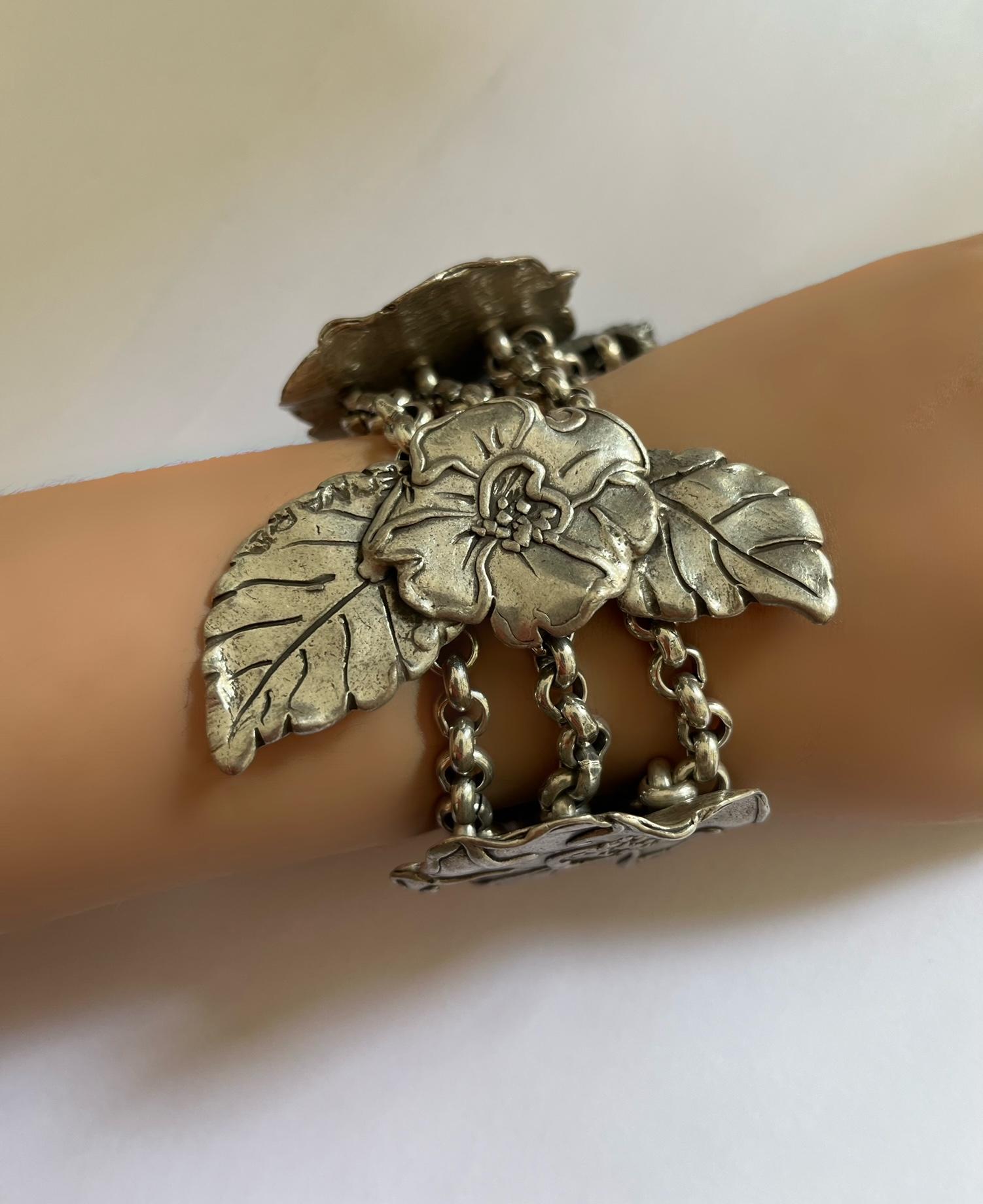 Silver Wild Roses 3 Piece Set by Leonard For Sale 3