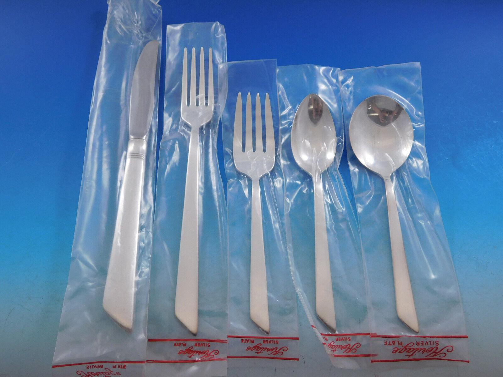 New, unused Silver Willow by Heritage China, modern design silverplated Flatware set, 49 pieces. This set includes:

8 Knives, 8 3/4