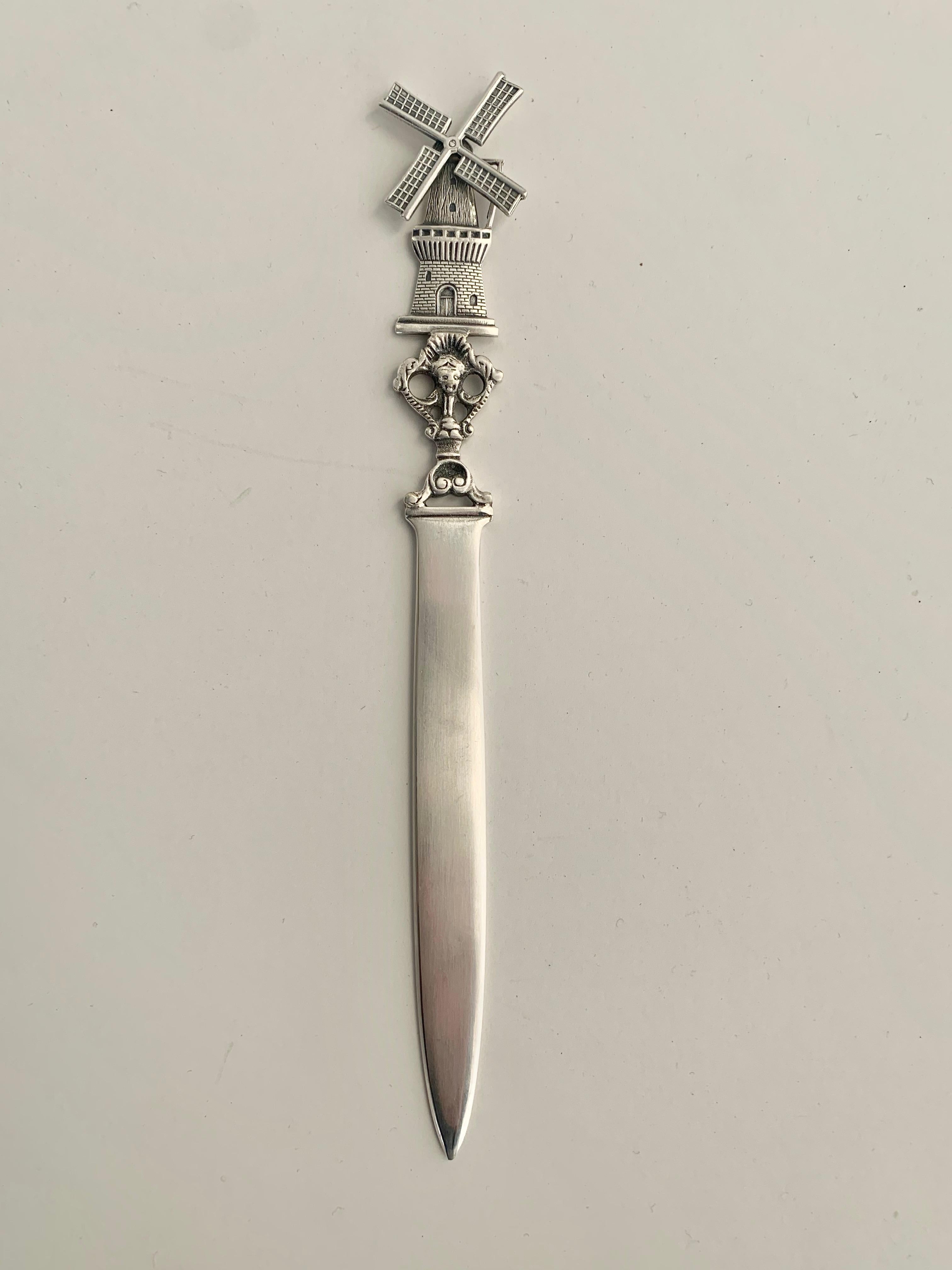 20th Century Silver Windmill Letter Opener