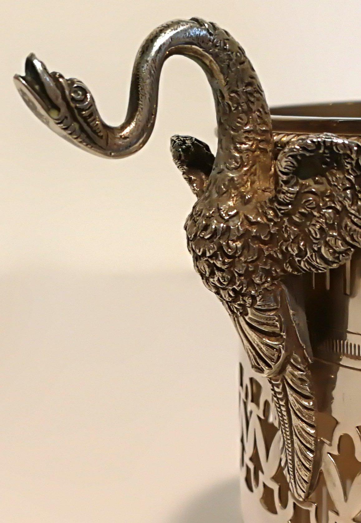 20th Century Silver Wine Cooler with Swan Handles