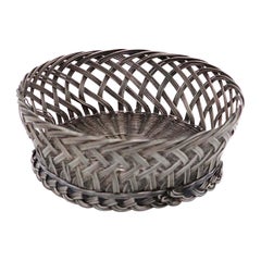 Silver wire basket in a angled shape