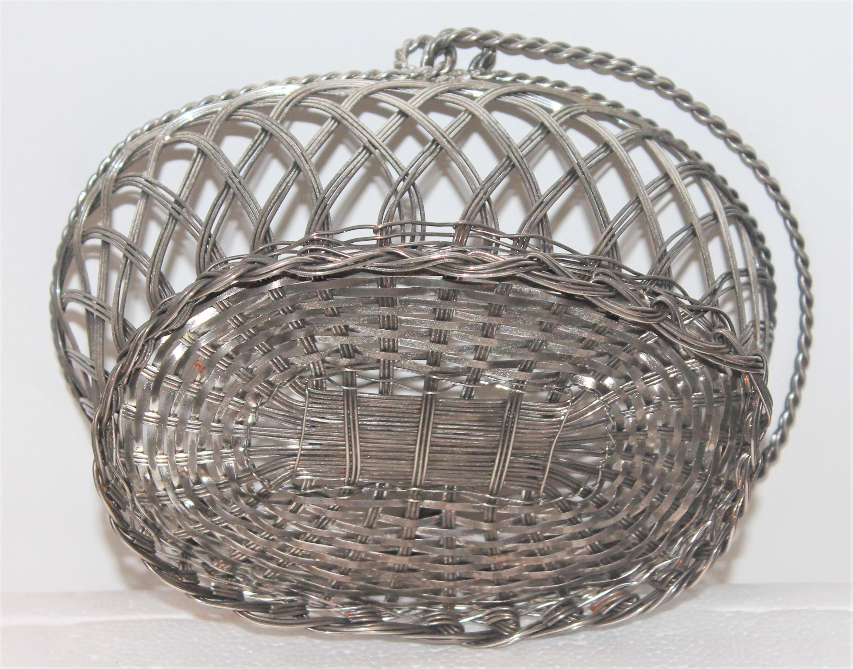Hand-Crafted Silver Wire Handled Basket