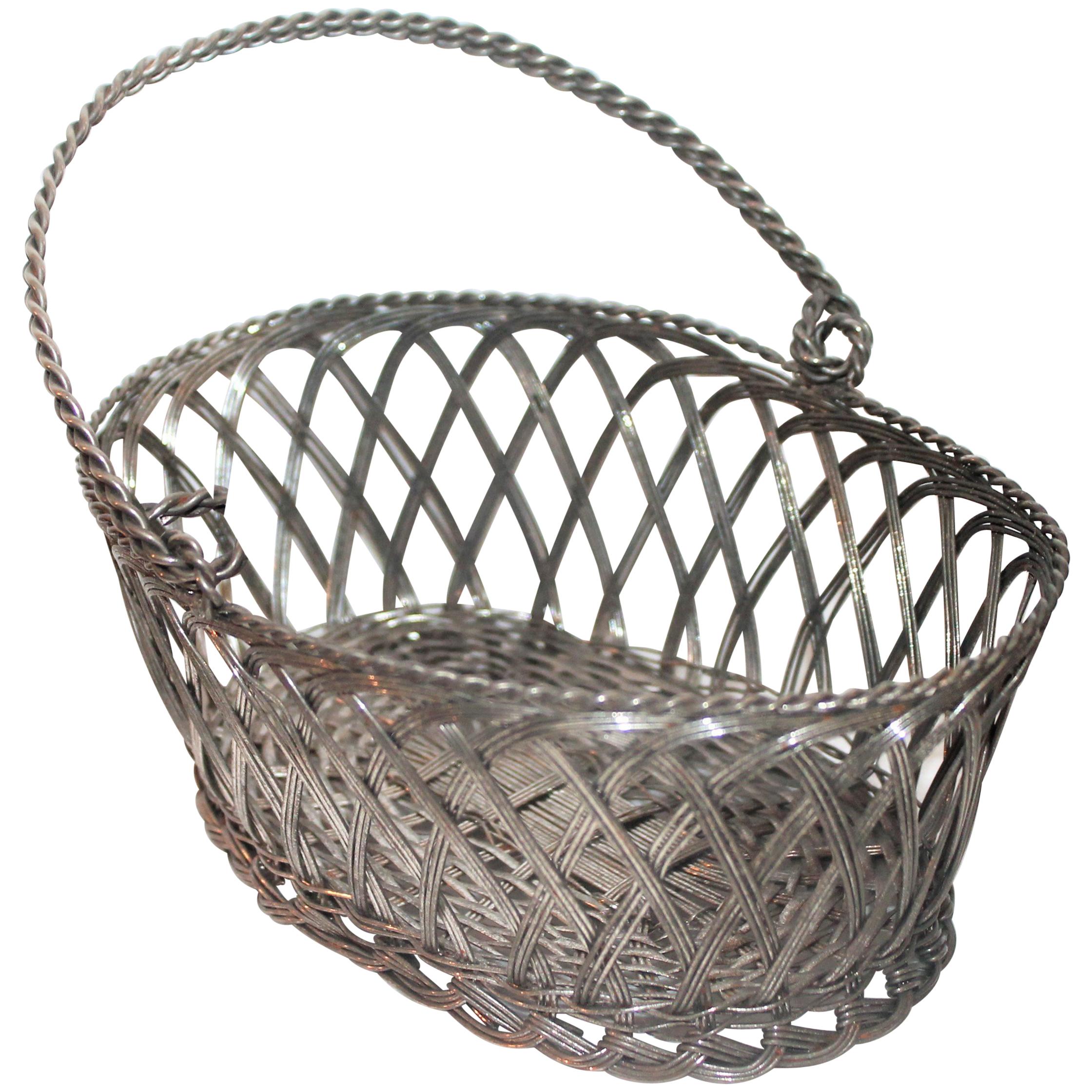 Silver Wire Handled Basket