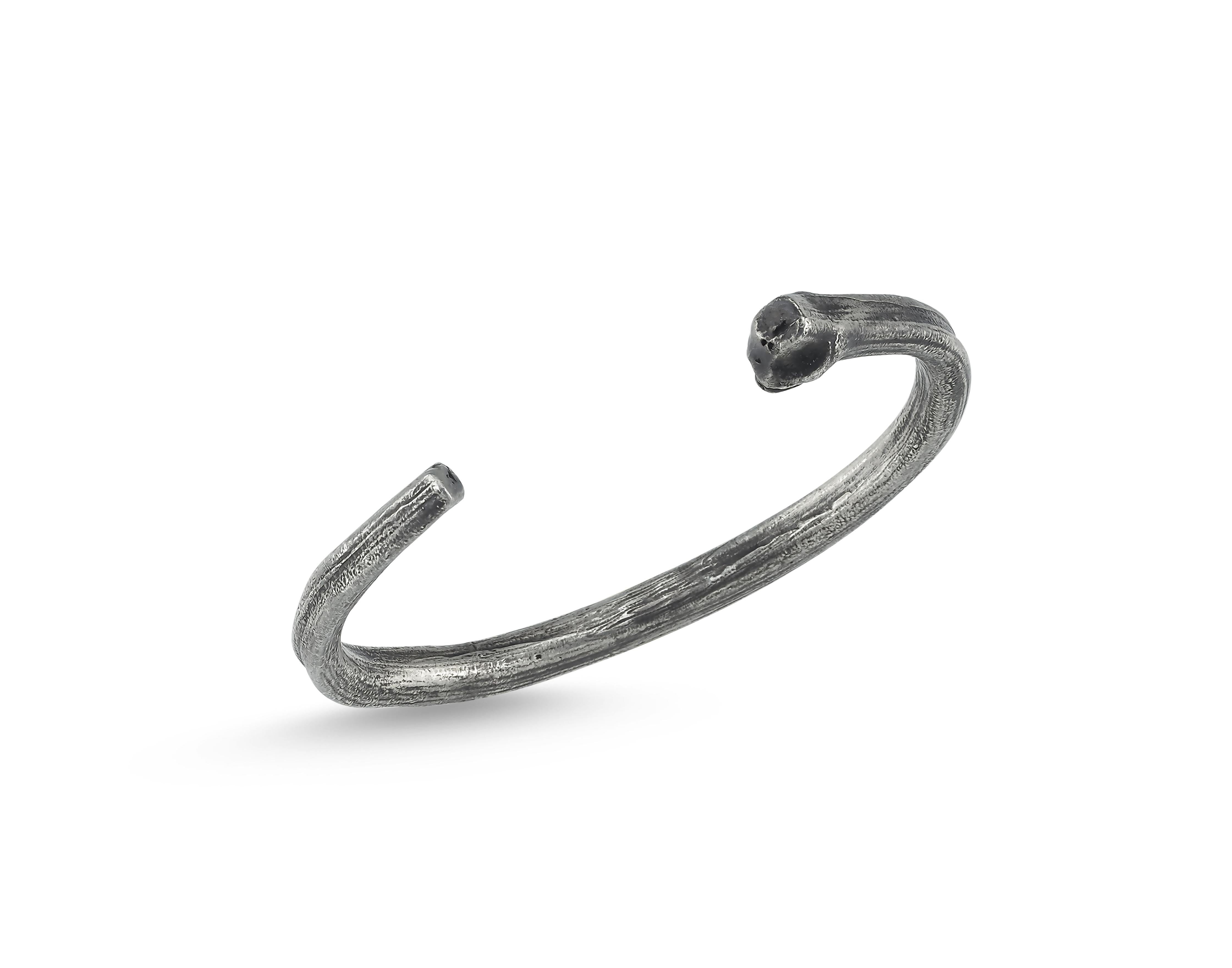Women's or Men's Oxidised Silver Wood Branches Cuff Bangle For Sale