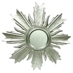 Silver Wooden Sunburst Mirror
