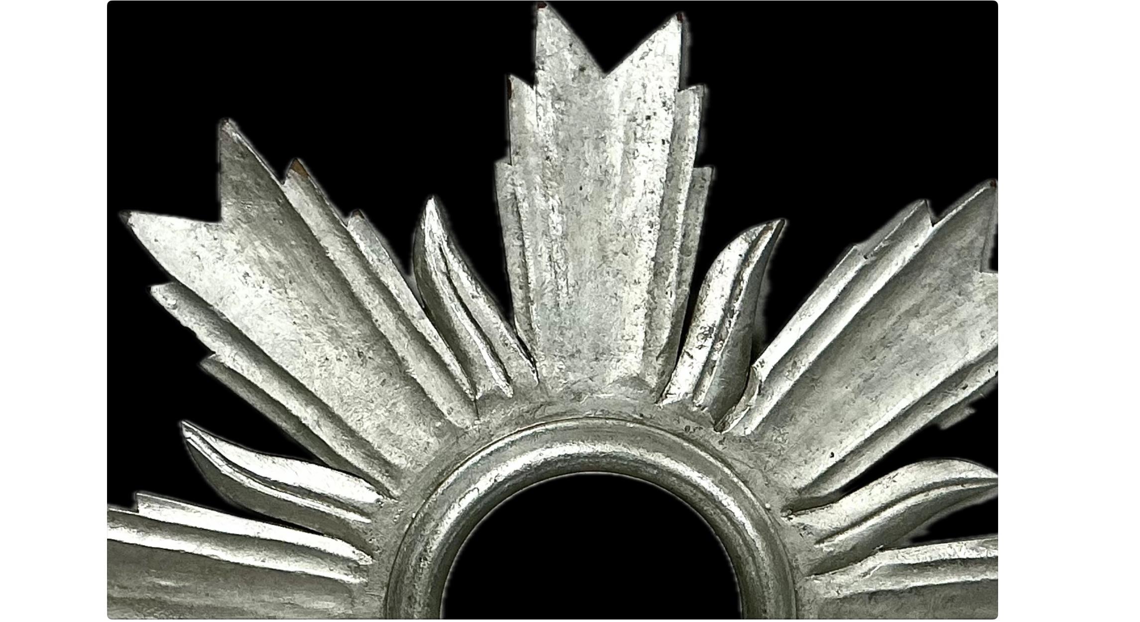 Americano Specchio Sunburst in legno argento in vendita