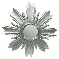 Silver Wooden Sunburst Mirror