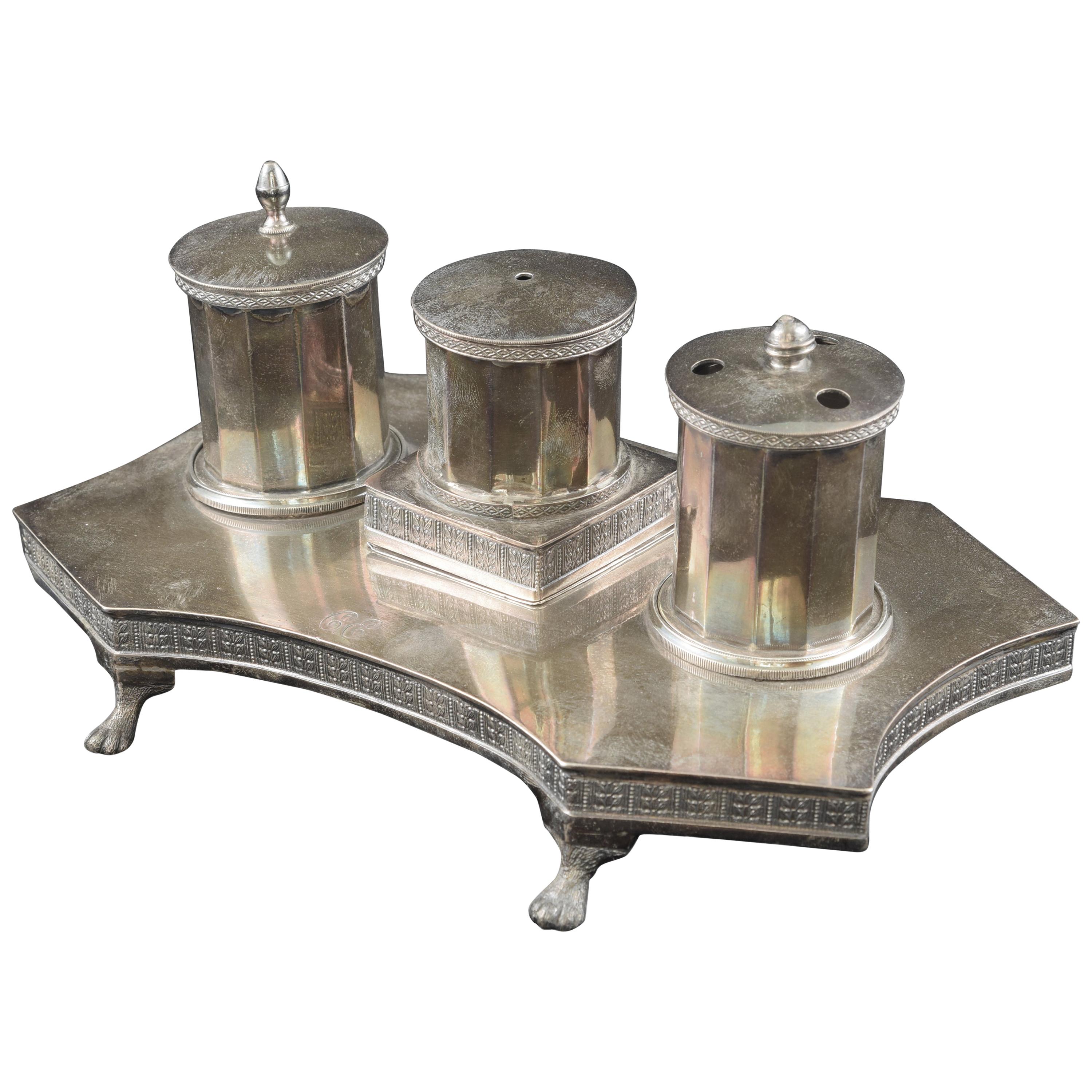 Silver Writing Set, Madrid, Spain, 1819 and 1841, with Hallmarks For Sale