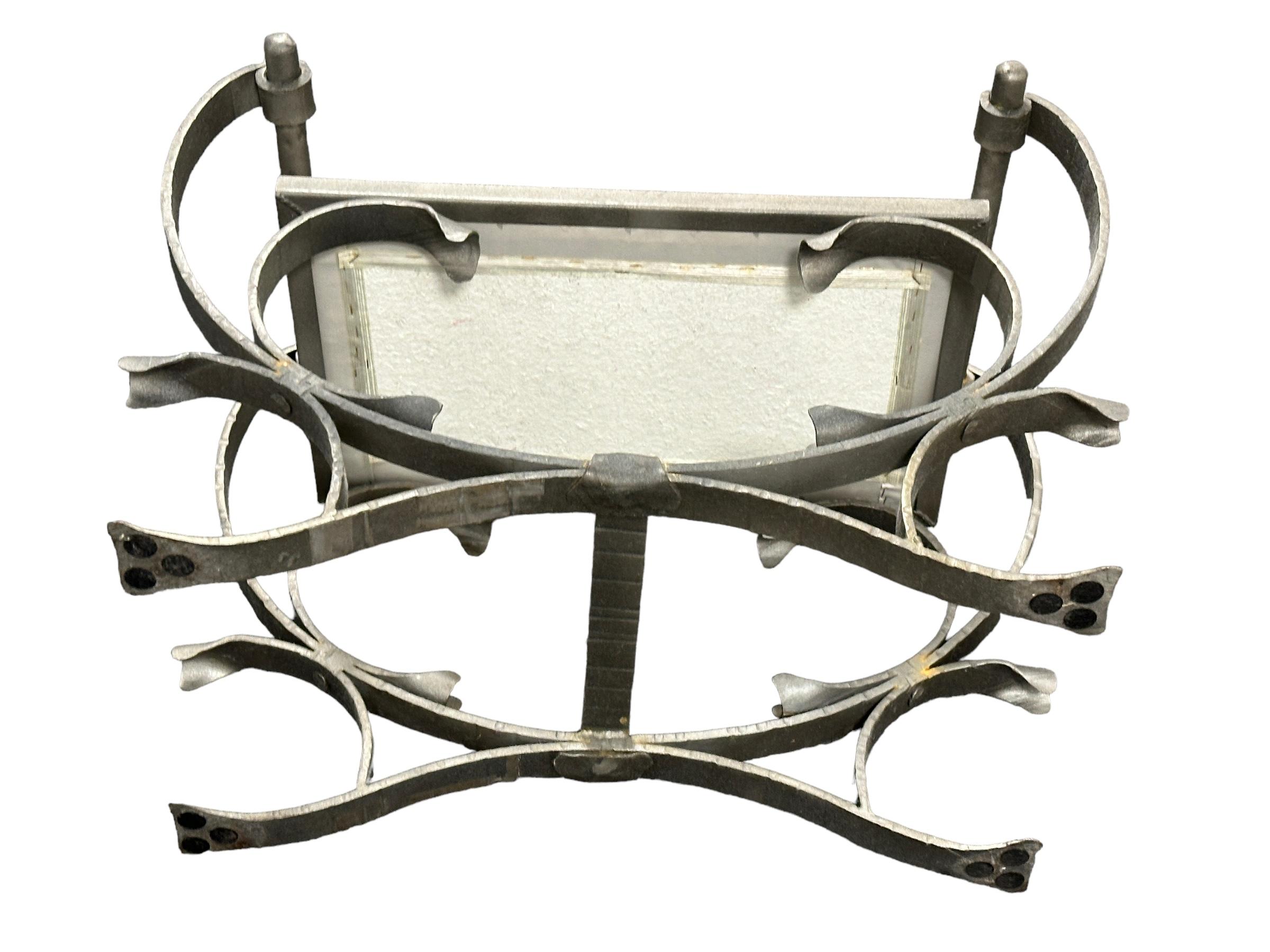 Silver Wrought Iron with Satin Cushion Seat, Stool or Bench Italy, 1960s For Sale 4