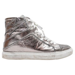 Silver Zadig & Voltaire High-Top Leather Sneakers Size 38