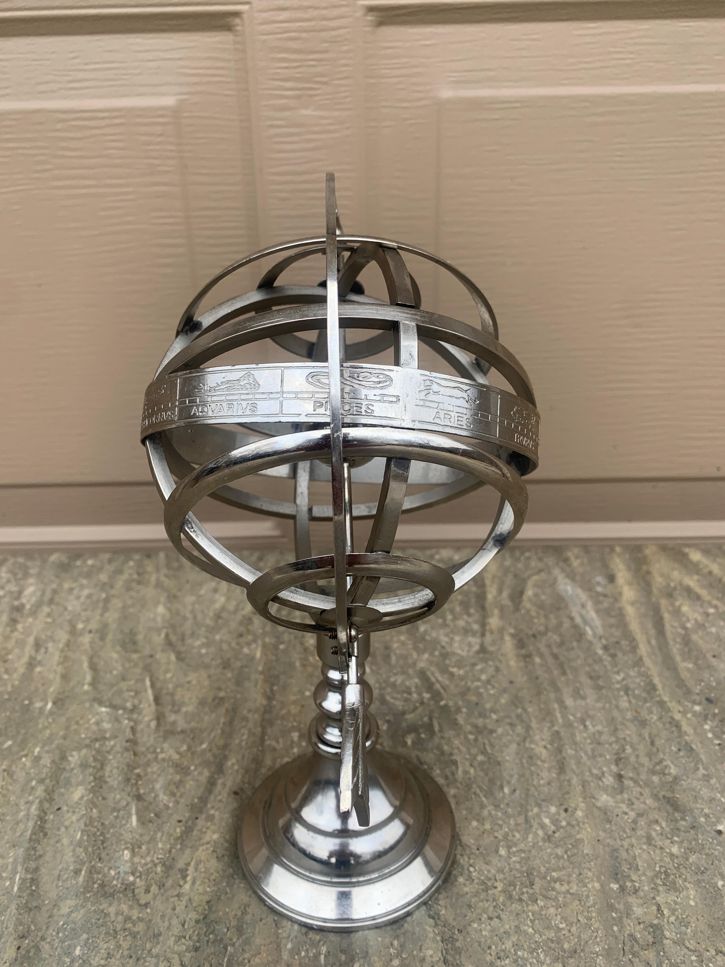 Silver Zodiac Armillary Sundial For Sale 3