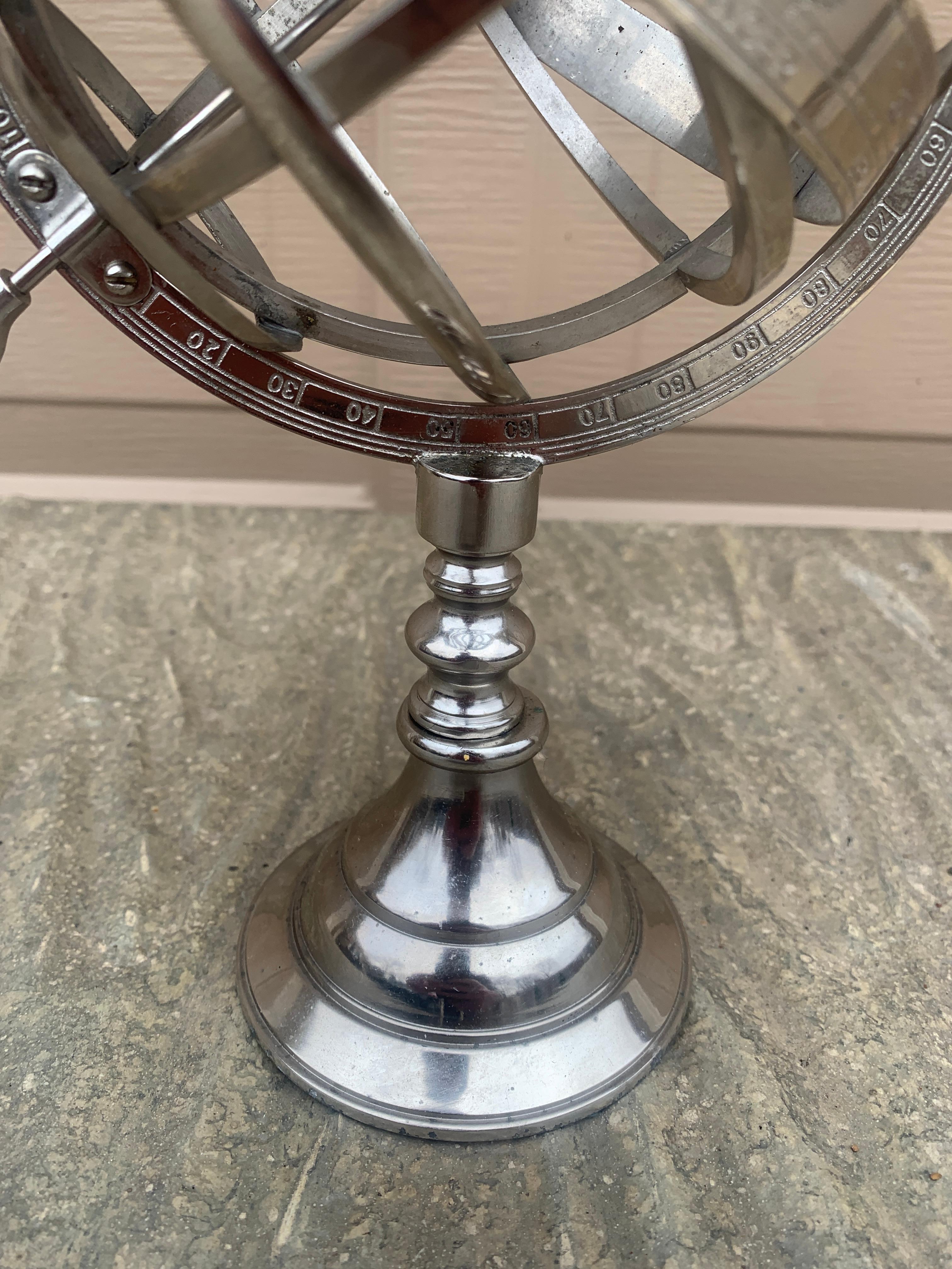 Metal Silver Zodiac Armillary Sundial For Sale