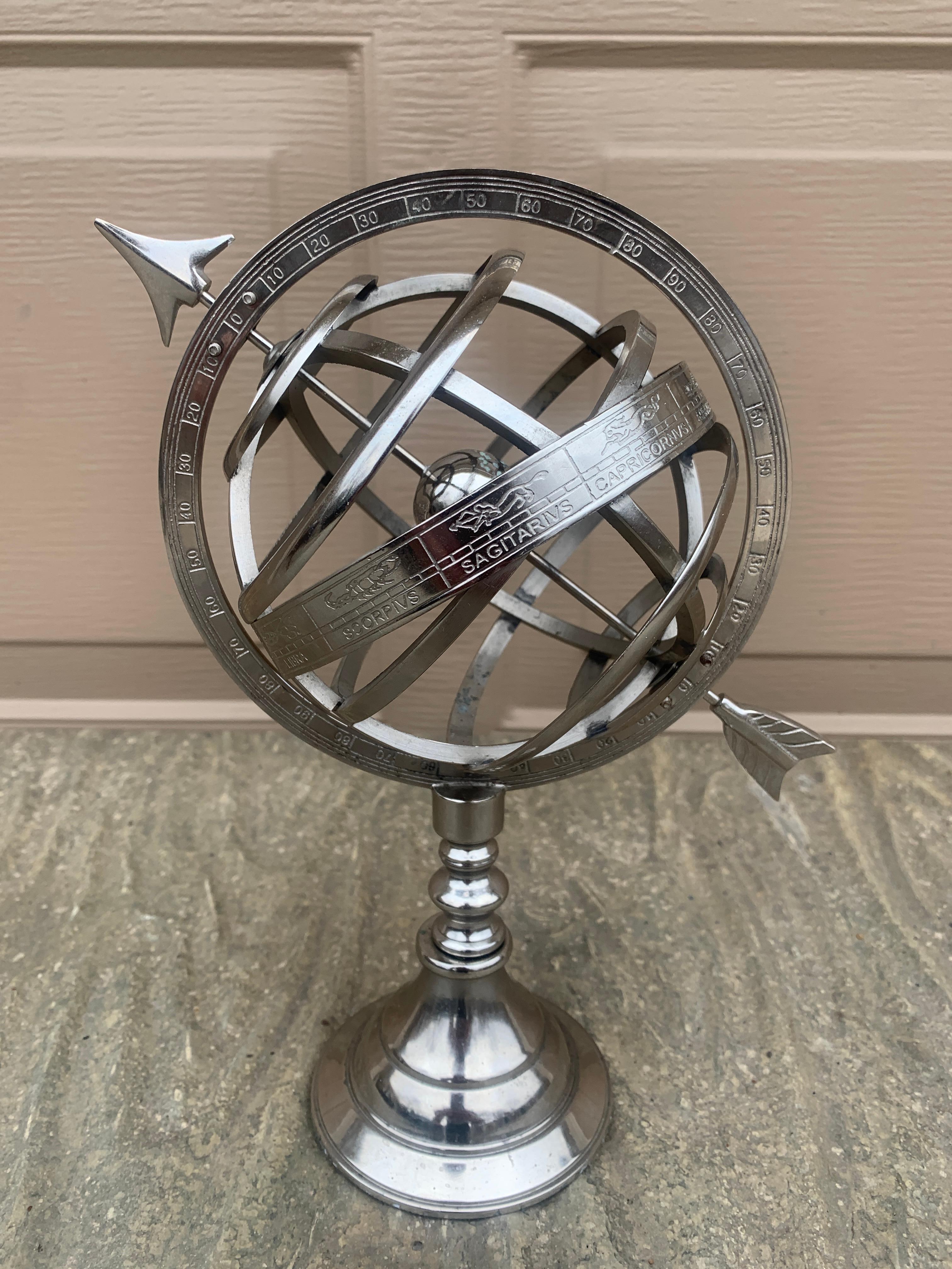 Silver Zodiac Armillary Sundial For Sale 2