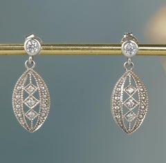 Silver925 Cubic Zirconia Vintage-style Filigree Earrings