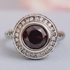 Silver925 Garnet Cubic Zirconia Vintage Filigree Ring