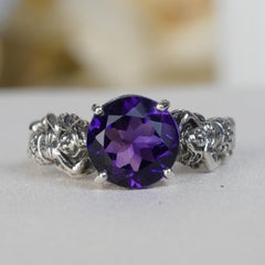 Silver925 Natural Amethyst Filigree Ring