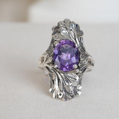 Silver925 Natural Amethyst Filigree Ring