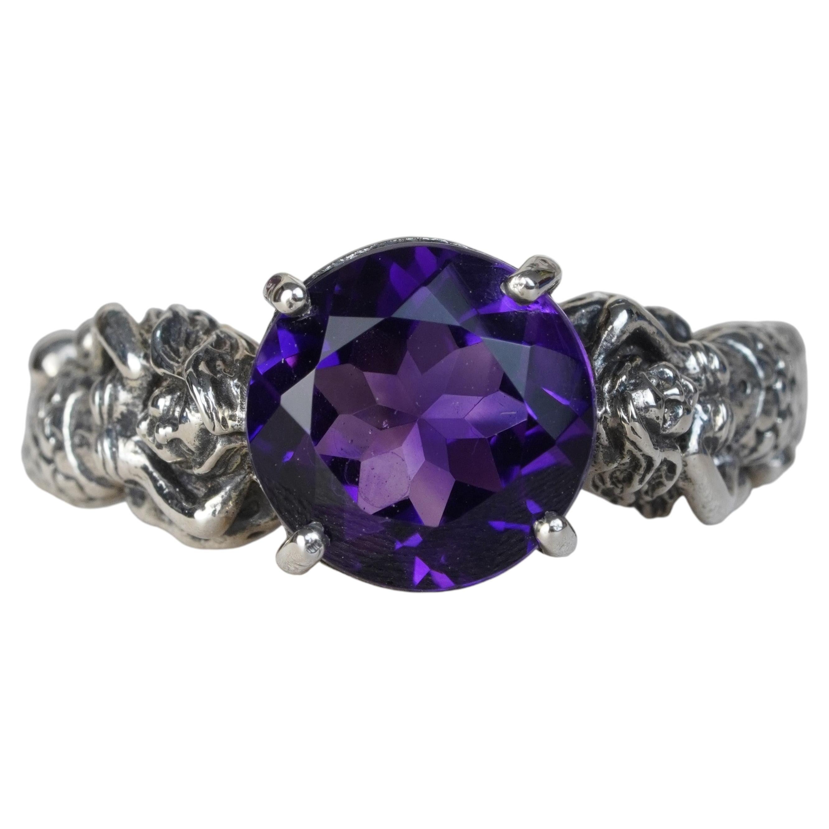 Anillo Filigrana Amatista Natural Plata925