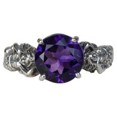 Silver925 Natural Amethyst Filigree Ring