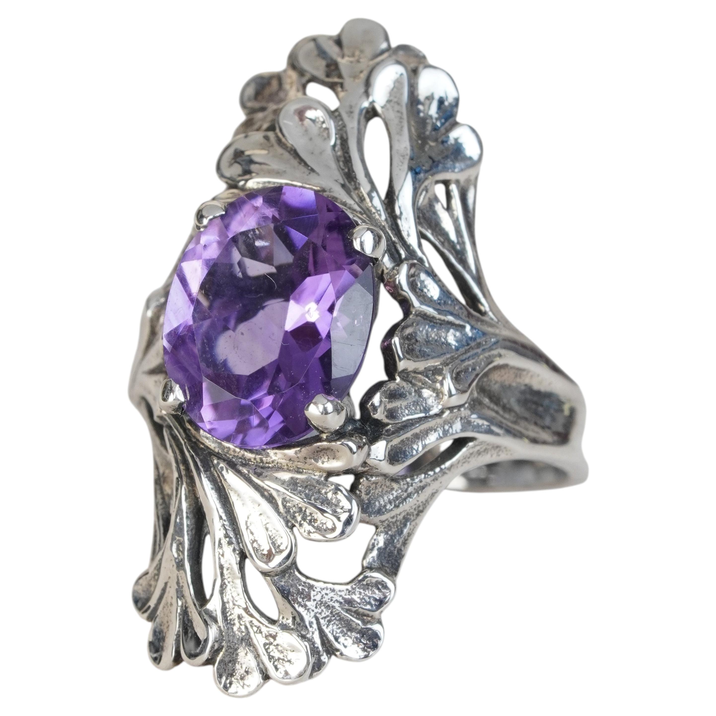 Anillo Filigrana Amatista Natural Plata925