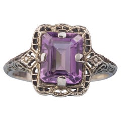 Silver925 Natural Amethyst Vintage Filigree Ring