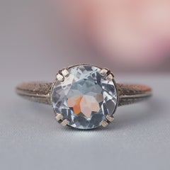 Silver925 Natural Blue Topaz Vintage Filigree Ring