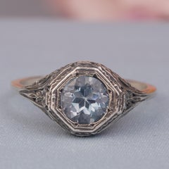 Silber925 Natürlicher Blautopas Vintage Filigraner Ring