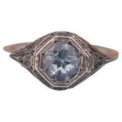Silber925 Natürlicher Blautopas Vintage Filigraner Ring