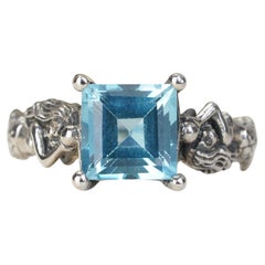 Silver925 Natural Blue Topaz Vintage Filigree Ring