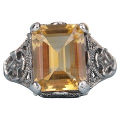 Silver925 Natural Citrine Filigree Ring