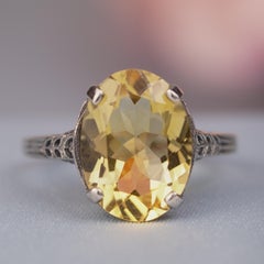 Silver925 Natural Citrine Vintage Filigree Ring