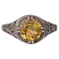Silver925 Natural Citrine Vintage Filigree Ring