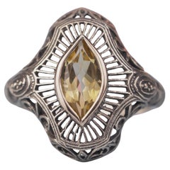 Silber925 Natürlicher Citrin Vintage Filigraner Ring
