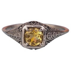 Silber925 Natürlicher Citrin Vintage Filigraner Ring